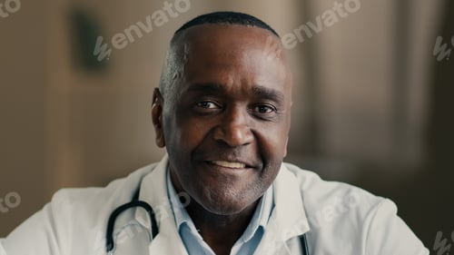Preview: Medical portrait of male senior therapist doctor african american man physician oculist gynecologist