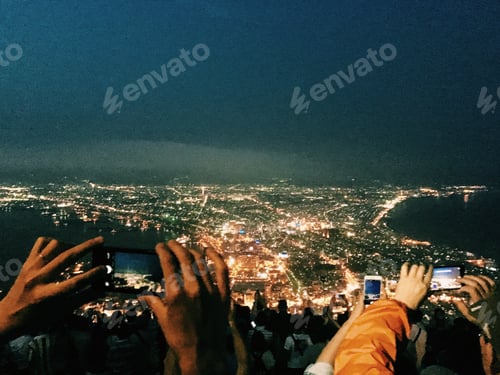 Preview: Hundreds of tourists enjoying the night view of Hakodate, northern Japan.