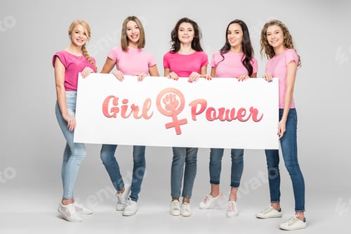 Preview: Five Young Women Holding Girl Power Sign
