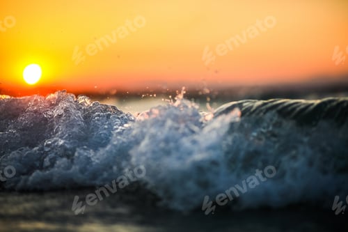 Preview: Troubled sea waves at sunset