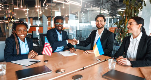 Preview: Diplomatic negotiations between countries in the office