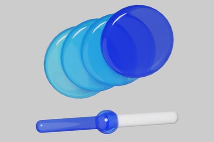 Preview: Blue and white cylindrical object with a rounded end.