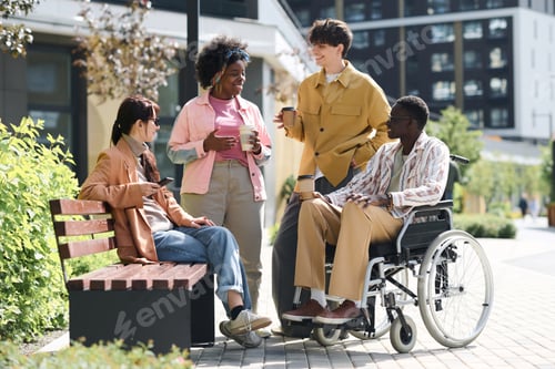 Preview: Friends having meeting in the city