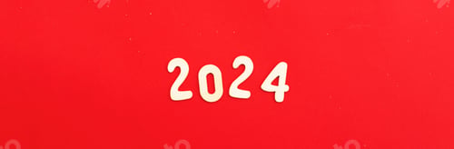 Preview: wooden Numbers 2024 on red background .Festive concept