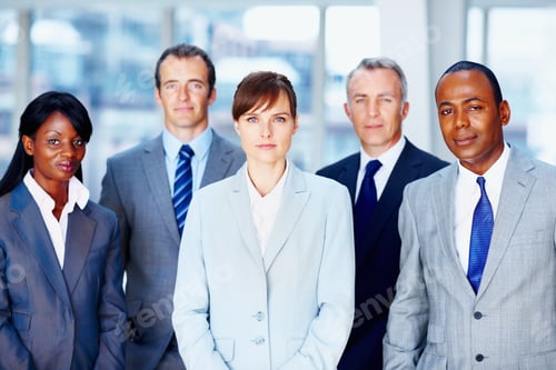 Preview: Serious team of executives lined up