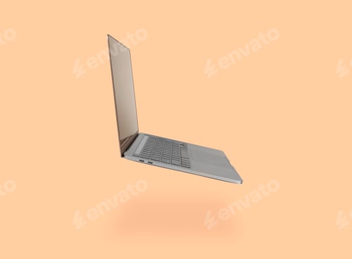 Preview: Photo of realistic modern laptop floating in front of a light background