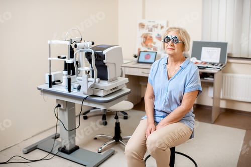 Preview: Senior woman checking vision