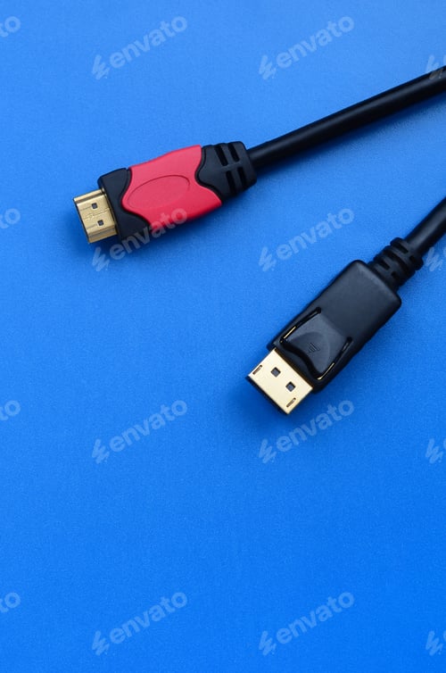 Preview: Audio video HDMI computer cable plug and 20-pin male DisplayPort gold plated connector