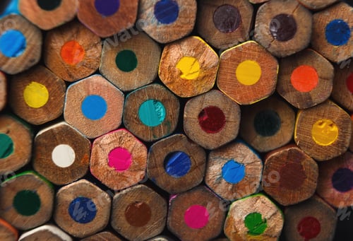Preview: Stack of colorful pencils tips, art background