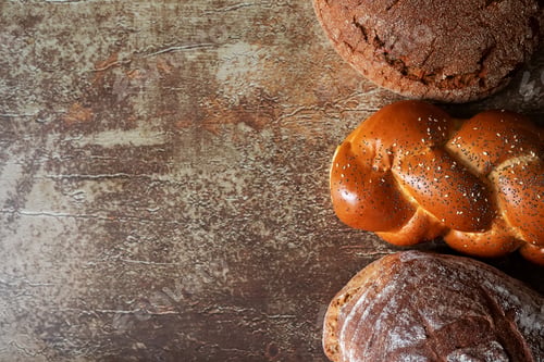 Preview: Loaf of bread on the table from top view
