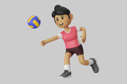 Visualização: Jogadora de voleibol de desenho animado servindo