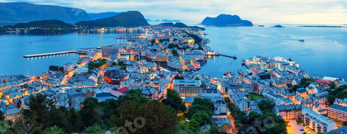 Preview: Colorful sunset in Alesund port town