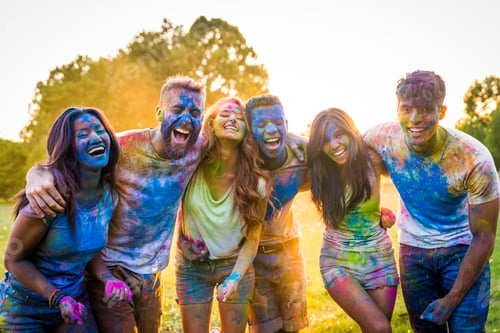 Preview: Friends playing with holi powder