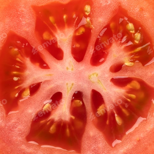 Preview: Inside of a fresh red tomato full frame close up
