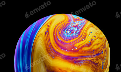 Preview: Virtual reality space with abstract multicolor psychedelic planet. Closeup Soap bubble