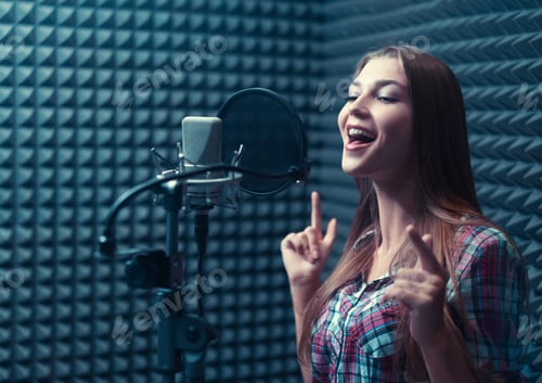 Preview: Woman in a recording studio
