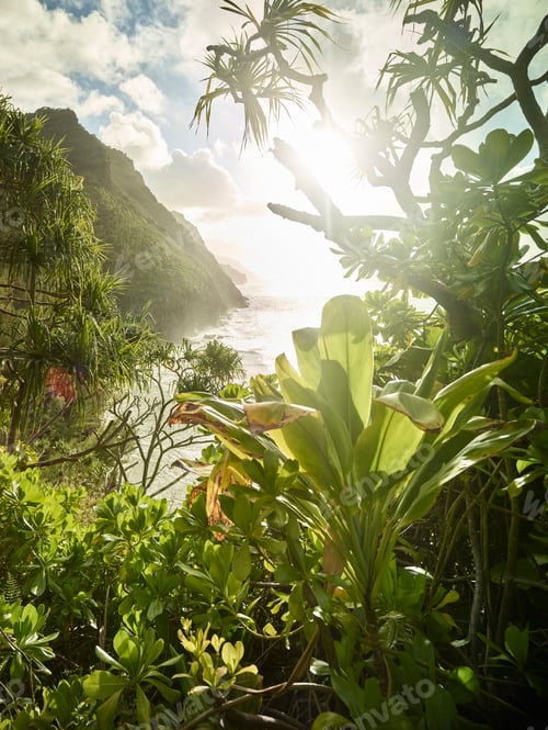 Preview: USA, Hawaii, Kauai, sunset at Na Pali Coast