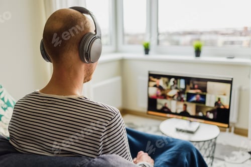 Preview: Man having video call with colleagues