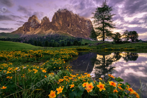 Preview: Mesmerizing view of a small lake on background of rocks - perfect for wallpapers