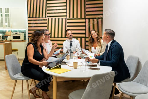 Preview: Business people working together at modern office meeting