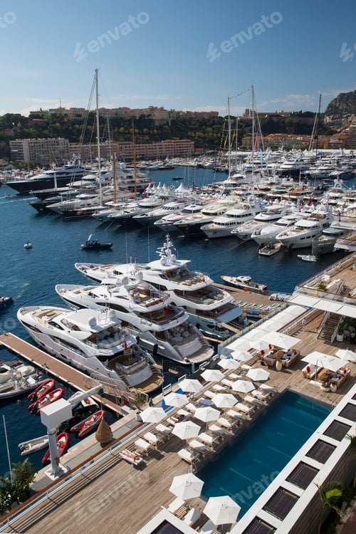 Preview: View of modern luxury yacht club, Monte Carlo, Monaco