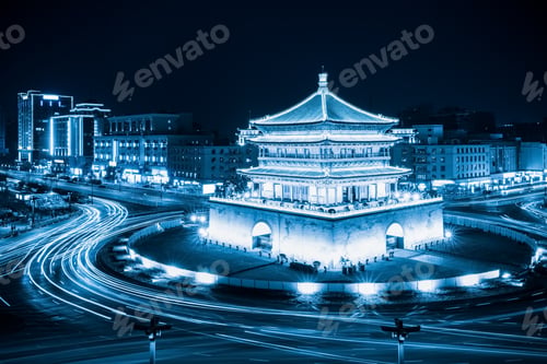 Preview: xian bell tower at night