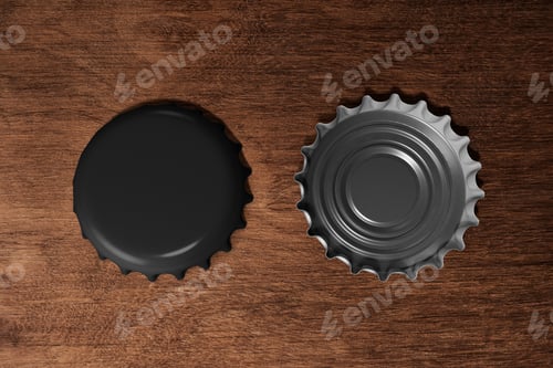 Preview: Bottle caps, front and back on background