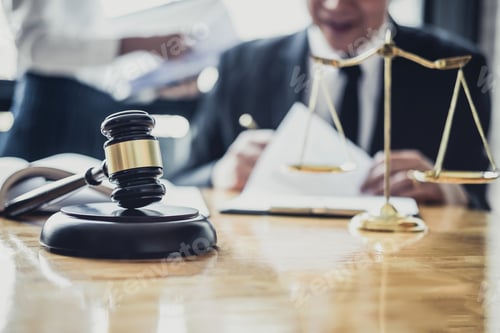 Preview: Male lawyer or Counselor working in courtroom have meeting with client are consultation with