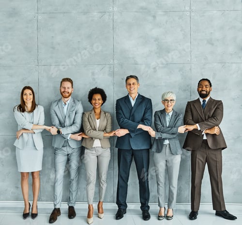 Preview: young business people meeting office portrait diversity teamwork group connection success holding