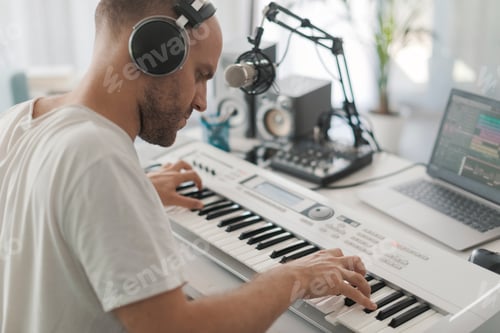 Preview: Professional musician playing in his studio