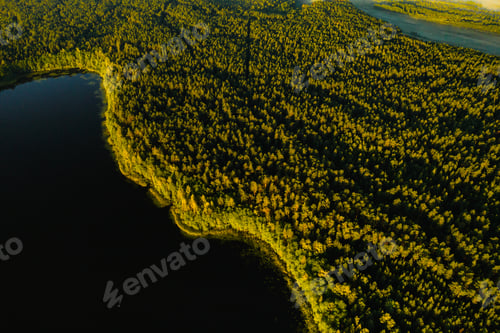 Preview: Top view of the lake Bolta in the forest in the Braslav lakes National Park, the most beautiful