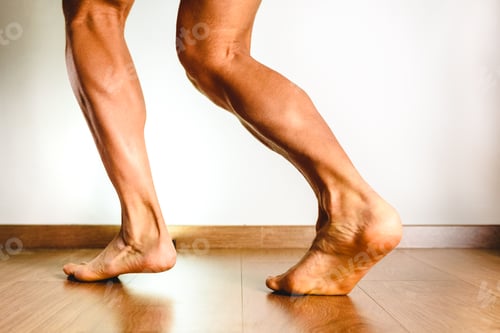 Preview: Muscles of the posterior leg, soleus and gastrocnemius muscle, photo of an athlete.