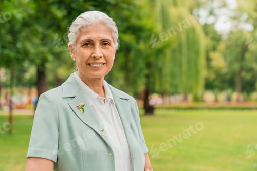 Preview: Portrait of a senior woman outdoors with copy space