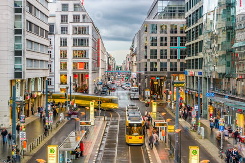 Preview: Berlin - September 16: Friedrichstrasse Shopping Street September 16, 2013 In Berlin, Germany. Thou