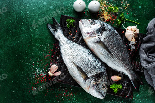 Preview: Fresh dorado fish with ingredients