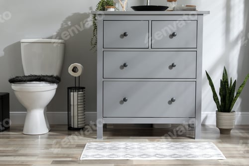 Preview: Mat near base cabinet with sink in bathroom