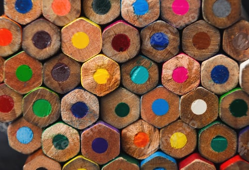 Preview: Stack of colorful pencils tips, art background