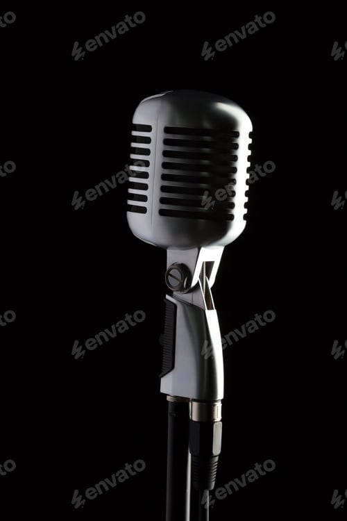 Preview: vintage microphone over black
