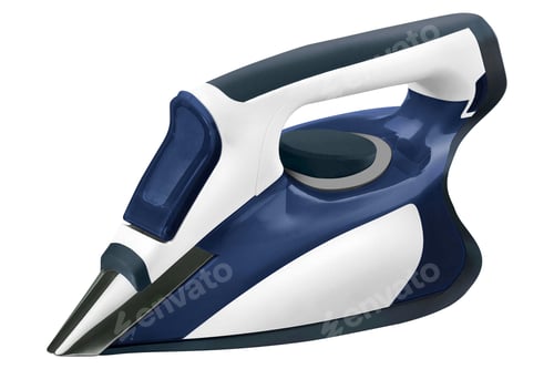 Modern Blue and White Iron Against White Background