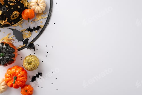 Visualização: Roupa incrível de bruxa de Halloween para menina. Foto aérea de um lindo preto