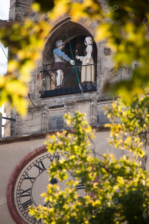 Preview: Detail of town hall clock tower, Avignon, Provence-Alpes-Cote d'Azur, France
