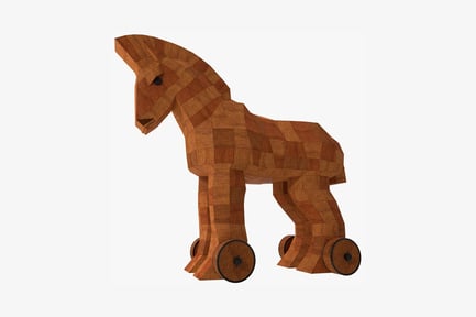 Visualização: Cavalo de bloco de madeira sobre rodas