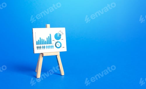 Preview: Easel with a positive growth chart diagram.