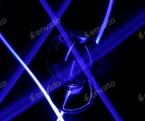 Preview: Intriguing ink blue light emanating from a light bulb in a dimly lit setting