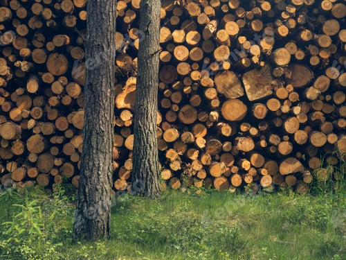 Preview: Cut timber next to two remaining trees, Perth, Scotland