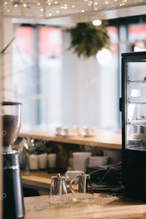 Preview: Empty Bar counter, barista workplace.