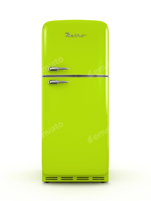 Preview: Retro fridge isolated on white background 3D rendering