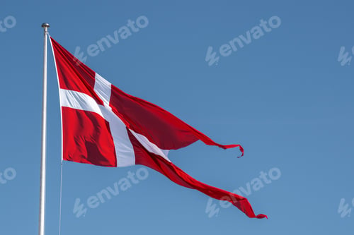 Preview: Danish Flag also called Dannebrog - Copenhagen, Denmark