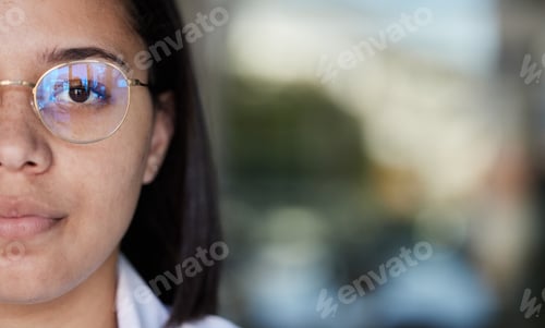 Preview: Mockup, healthcare and portrait of serious doctor for consulting, medical care and life insurance.