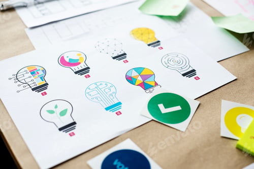 Preview: Multi design of light bulb for creative innovation invention ide